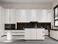 Armoire de cuisine en forme de U polyvalente Armoire de cuisine noire moderne avec un stockage maximal
