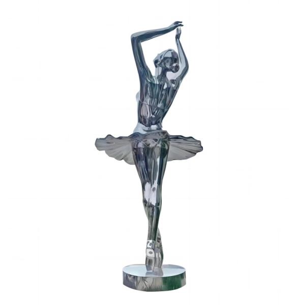 Metal Little Ballet Dancer Sculpture Stainless Steel Silver Female Statues