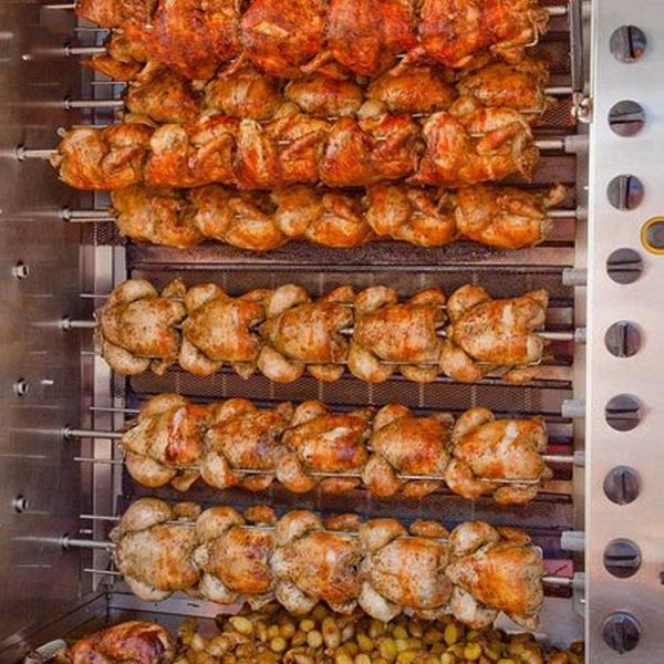Chicken Grill Machine / Chicken Rotisserie Grill Gas Oven 4 Rods With Foots Stainless Steel