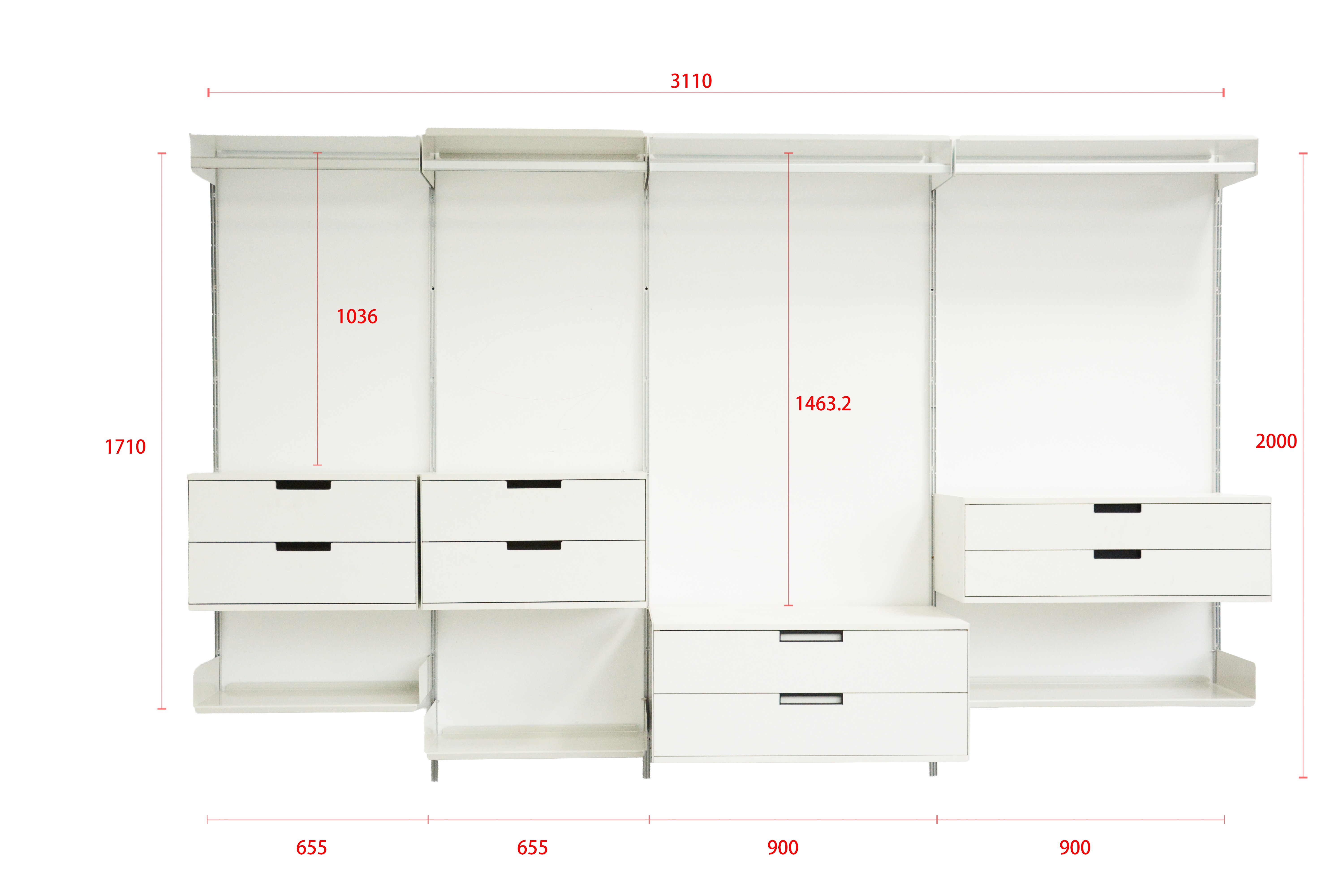 New Steel Modular Wall Shelving System 5-tier Adjustable Track Mounted Floating Shelves for Bedroom Living Room Clothing Food