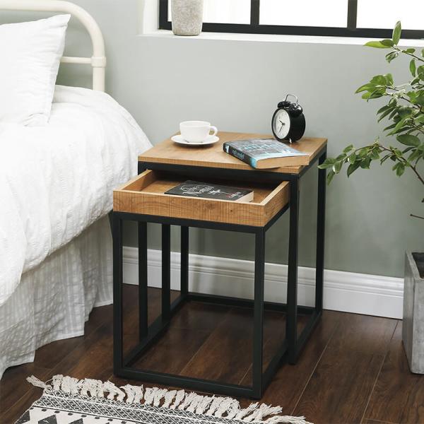 Honey Brown Nesting Coffee Tables, Nesting Tables For Sale, Industrial Coffee Table, XLNT02N