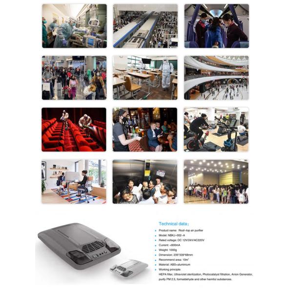Purificateur d'air pour voiture HEPA Anion 24V 12V