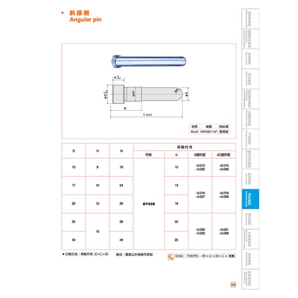 Материал обводных штифтов и втулок 20cr прессформы BT539 Misumi стандартный