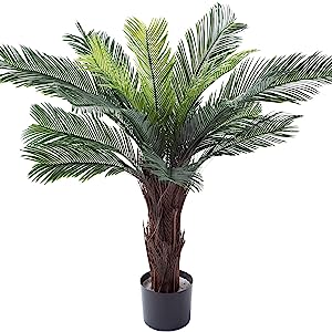 Gorgeous Cycas Revoluta Sago Palm Tree Artificial Plant with Nursery Pot, Feel Real Technology, 28 Long & Giant