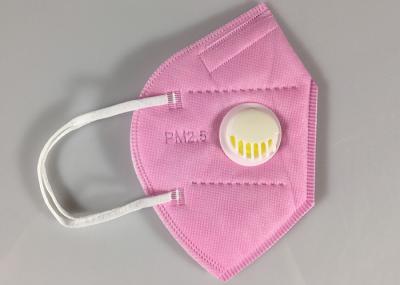 Disposable GB2626-2006 KN95 Earloop Face Mask With Valve In Pink