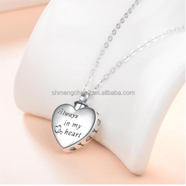 925 Sterling Silver Heart Paw Cremation Pendant Classic Style and CNC Inlay Technology