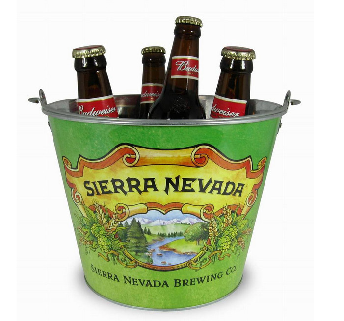 CMYK Tin Ice Bucket Tongs , Galvanized Beer Bucket 5L Volume