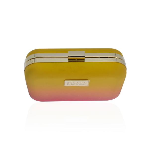 Customizable Metal Plate Logo Evening Clutch Bag  With Removable Gold Tone Chain
