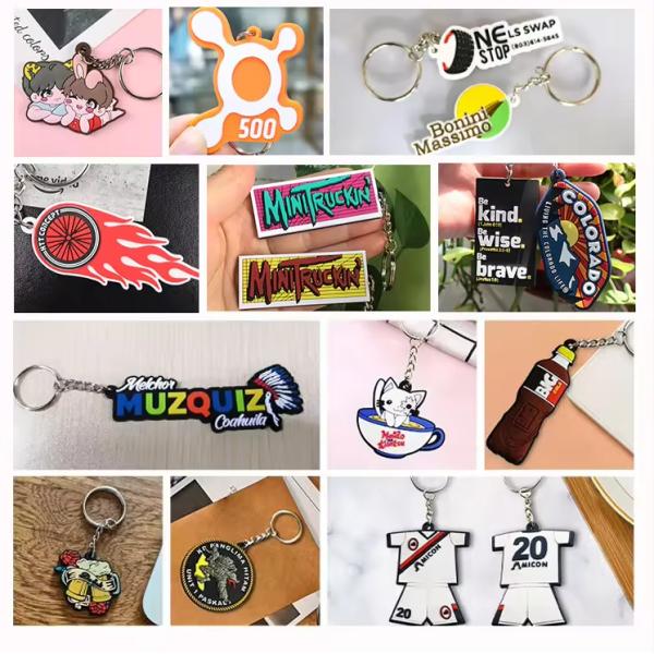 Personalized Promotional Keychain Badge 2D Rubber PVC Debossed Printing