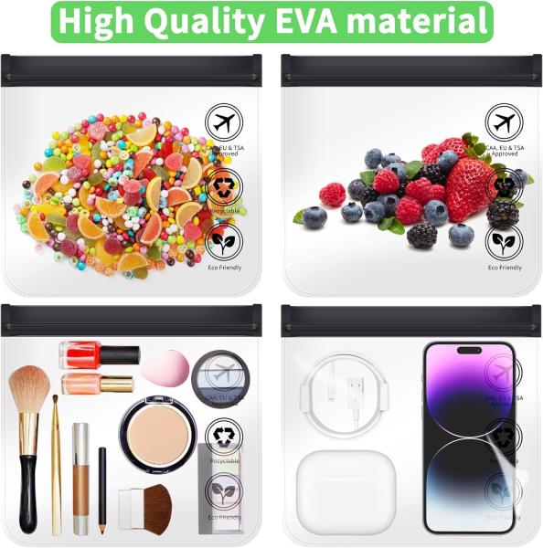 Quart Size Zipper Bags- Triple-sealed Seam Leakproof Clear Cosmetic Bag for Liquids & Makeup- Portable Travel Size