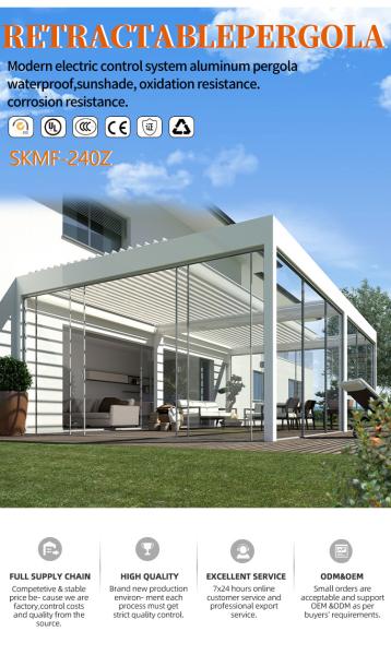 Área exterior moderna de alumínio motorizado Louvre Techo Sol Bioclimático Pergola Para jardim e piscina