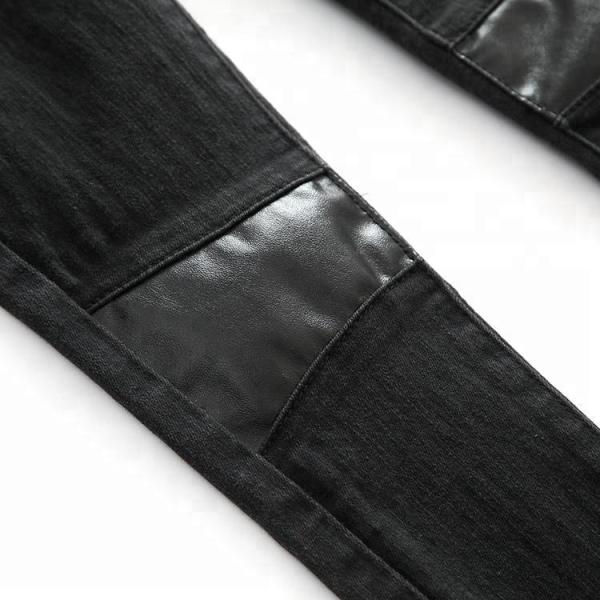 Childrens Girl Black Jeans Pants With PU Patch On Knee OEM Custom Design