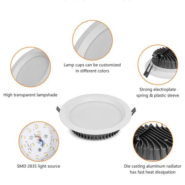 20W Dimmable Led Downlight With 6000K Cutout 220mm For Exhibition and Museum