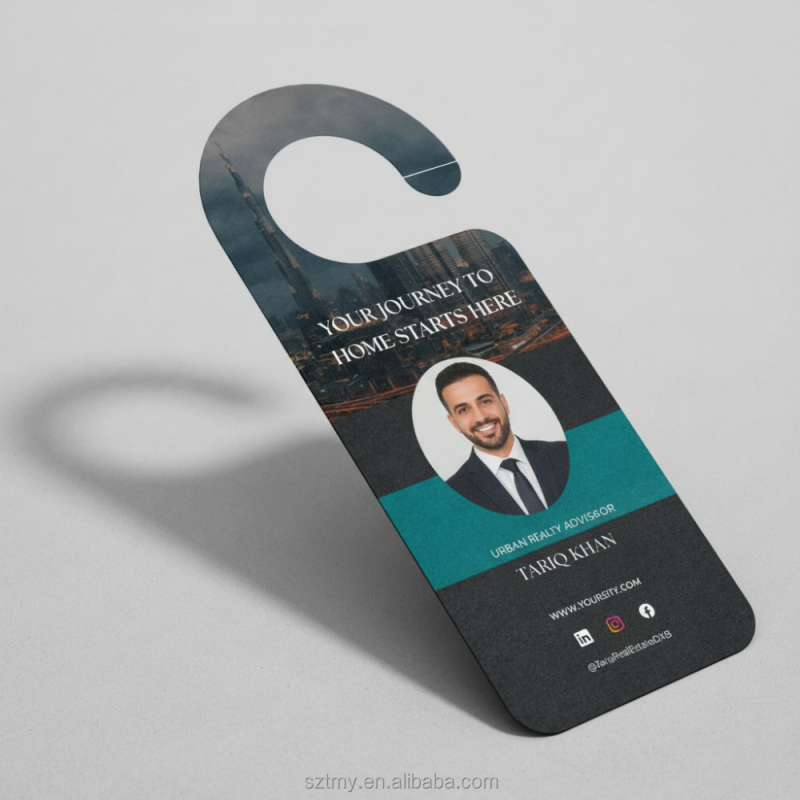 Custom Plastic PVC Door Hangers Flyers Logo Room Door Open House Sign Real Estate Agents For Hotel