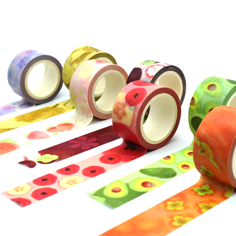 custume делает лентой бумаги washi картины свежих фруктов с лентой для маскировки логотипа