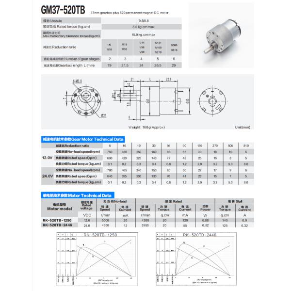 DC Gear Motor 37mm Gearbox Low Rpm 1Nm High Torque 60rpm 100rpm 24v 12v Dc Geared Motor