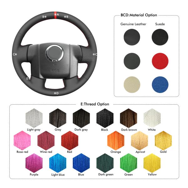 Red Color Hand Sewing Faux Leather Steering Wheel Cover for ISUZU DMAX D-MAX 2007-2011