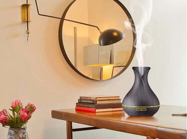 Wood Grain Essential Oil Diffuser 400ml Ultrasonic Air Humidifier with 7Color Changing LED Lights