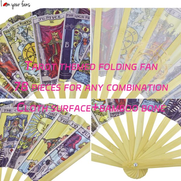 Personalised Tarot Themed Large Hand Fan Custom Printed Folding Fan for Festival,Party,Decoration
