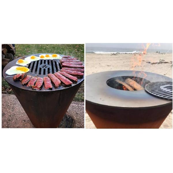 Деревянный горящий конус выдерживая стальной на открытом воздухе варя гриль для располагаясь лагерем барбекю