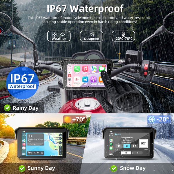 Motorcycle GPS Navigation Systems 5 Inch Motorcycle Carplay GPS Navigation Screen Moto Android Auto Touch Display Quick Easy Removal of Anti-theft