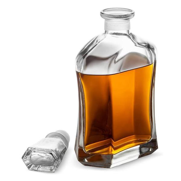 Collar Material Glass Square Bottle for Beverage Vodka Whisky Rum Tequila 23.75 oz