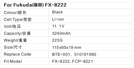 ECG Battery For Fukuda FX-8222