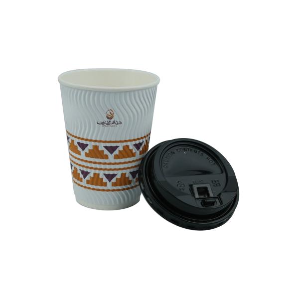 OEM / ODM 12 OZ Disposable Coffee Cups With Black Or White PS Lid Available