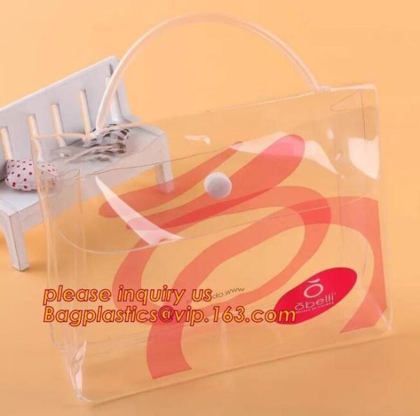 plain wine handle,  pvc tote bag, clear pvc transparent cosmetic bag with snap button, Personalized organza bag gift