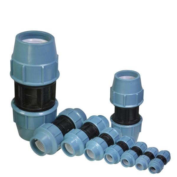 Пластмассовые PP PE Сжатие HDPE трубные фитинги Сцепление для 16 мм до 110 мм капельного орошения