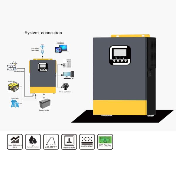 LCD Display 1500VA All In One Hybrid Solar Inverter 24V For Off Grid System