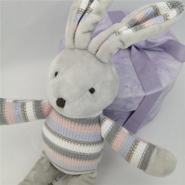 ODM OEM Gift Custom Colorful Knitted Toy Polyester Stuffed Striped Plush Rabbit Toy