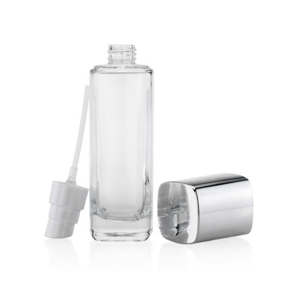 Os recipientes cosméticos vazios do vidro 50ml 100ml 120ml bombeiam o tampão do pulverizador e o tampão de parafuso