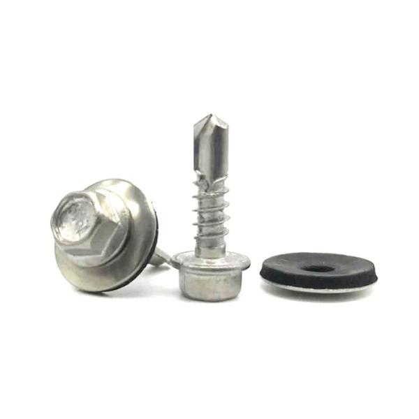 Hex Flange Head Tek Stainless Steel Galvanised Self Drilling Screw With Epdm Washer Roofing Screws