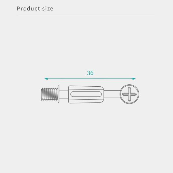 36 mm de aço laminado a frio Minifix parafusos de ligação com dowel de nylon, conector de móveis