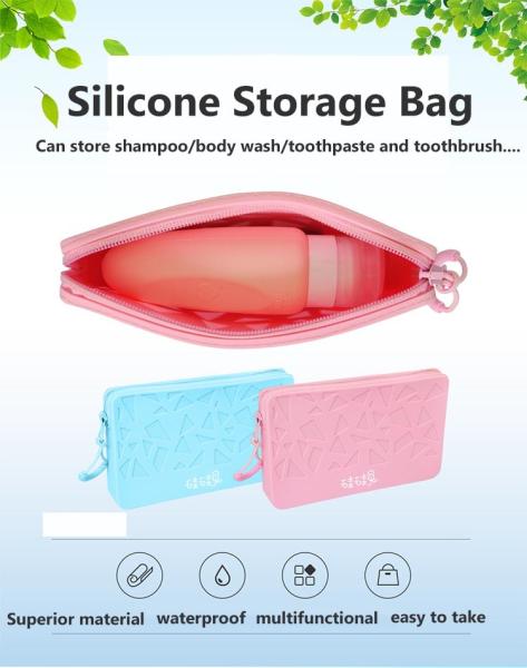 Silicone Rabbit Square Silicone Cosmetic Storage Bag Fashion Solid Color Silicone Change Storage Bag