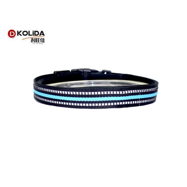 Blue / Green / Orange Nylon Dog Collars , Reflective Dog Collars 4 Sizes 150g Weight