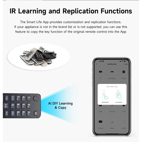 Battery Powered ZigBee IR Controller 360° Universal Remote for Smart Home Automation