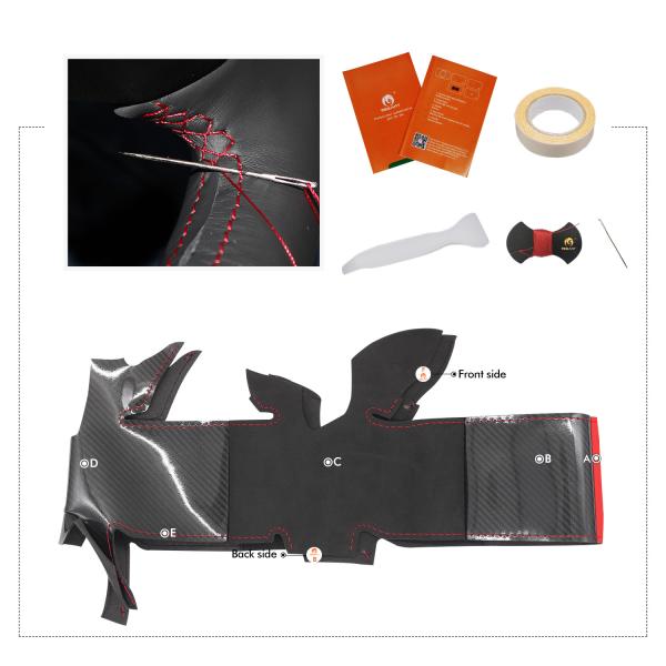 Car Accessories  Hand Stitch Carbon Fiber Suede Strip Steering Wheel Cover for Land Rover Range Rover Evoque  Coupe Convertible