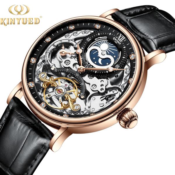KINYUED Tourbillon  mechanical movement  waterproof wrist watches one year warranty