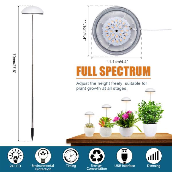 Telescopic LED Growth Lamp 6hours Halo Grow Lights Height Adjustable
