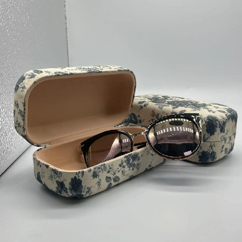 15.3CM Faux Suede Metal Eyeglass Case Cuboid Spectacle Storage Box