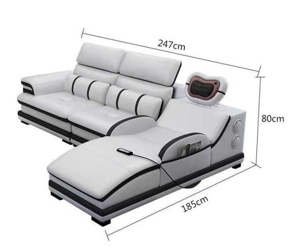 En's Fun Modern Simple Multi-Functional Leather Massage Sofa Combination For Living Room 354*101*83CM
