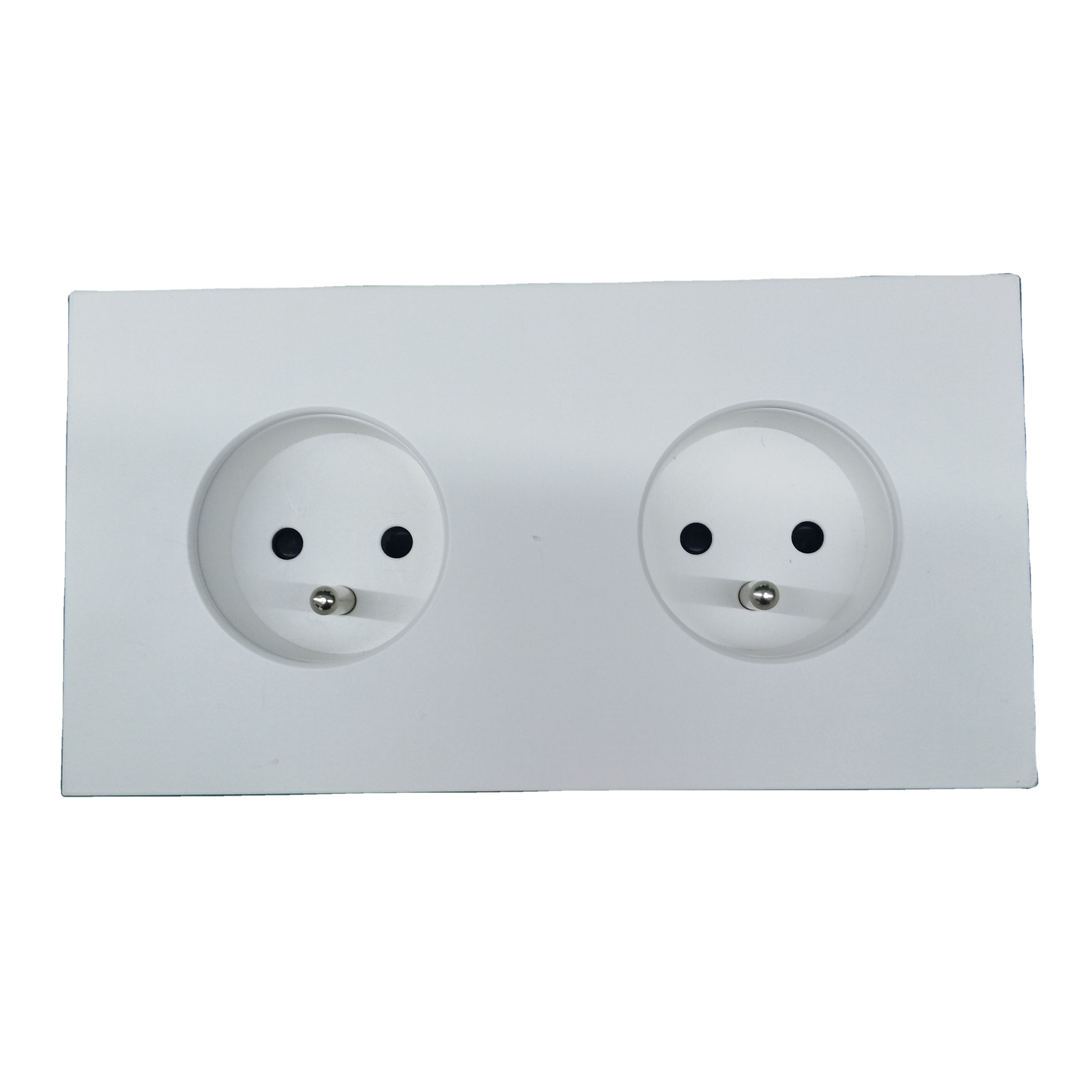 Double French or European Schuko Aluminum Wall Electrical Socket Power Outlets 16A Rated Current for Vimar or for Legrand Module