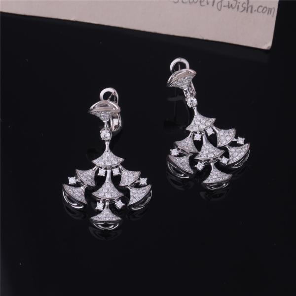 ДИВ ювелирных изделий Roma серьги МЕЧТЫ высоких в наборе белого золота 18K с 7 главными диамантами и полными диамантами pavé