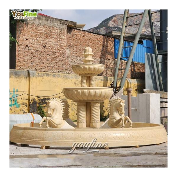 Natural Stone Outdoor Urban Landmark Horse Marble Street Fountain