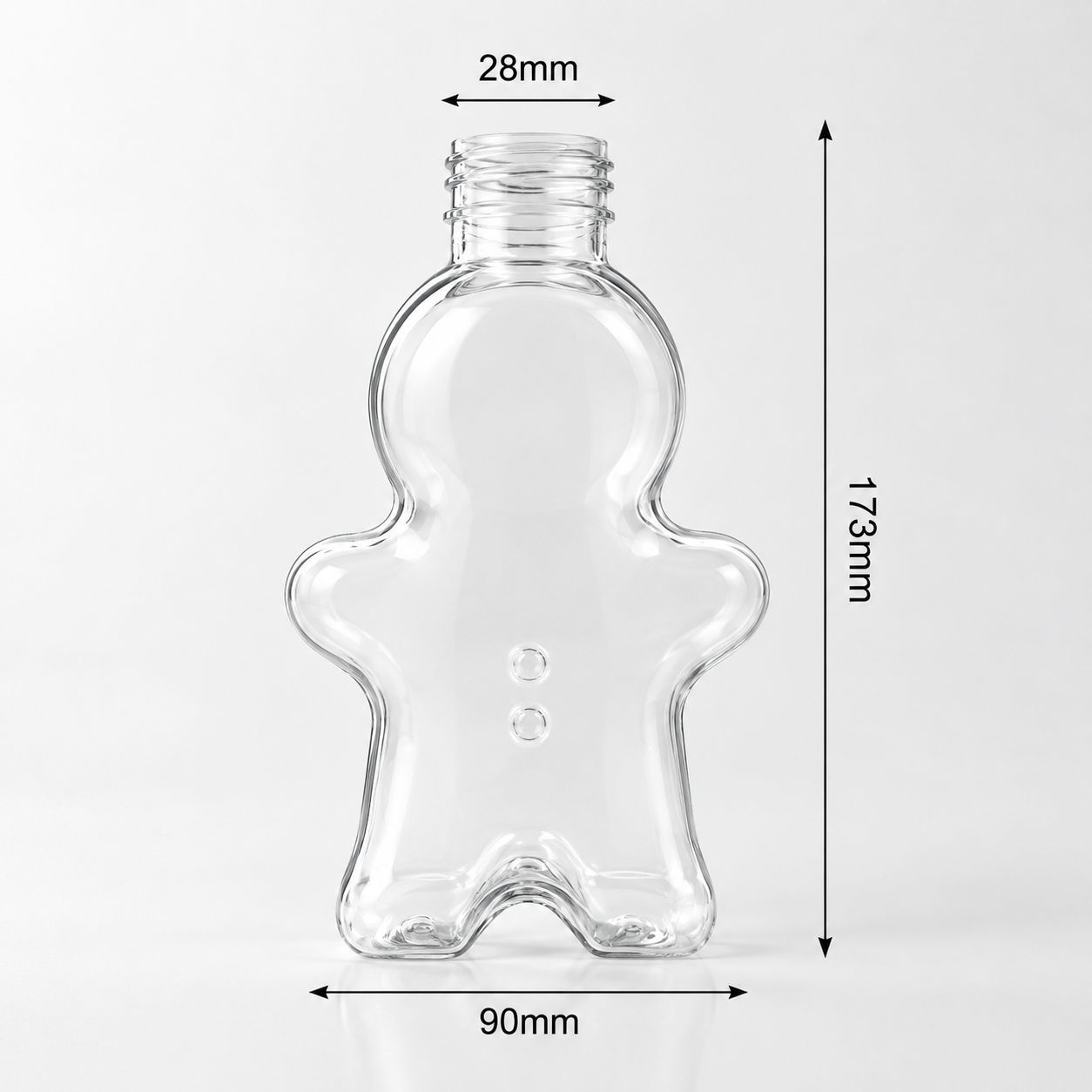 28mm 350ml Gingerbread Man PET Bottle with Aluminum Screw Cap for Holiday Drinks