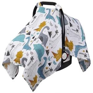 Muslin Cotton Infant Car Seat Canopy, Breathable Baby Carrier Cover