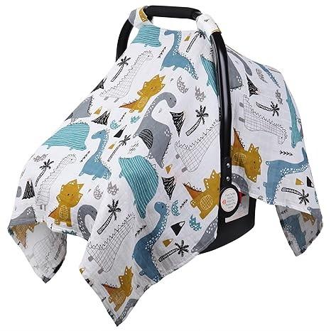 Muslin Cotton Infant Car Seat Canopy, Breathable Baby Carrier Cover