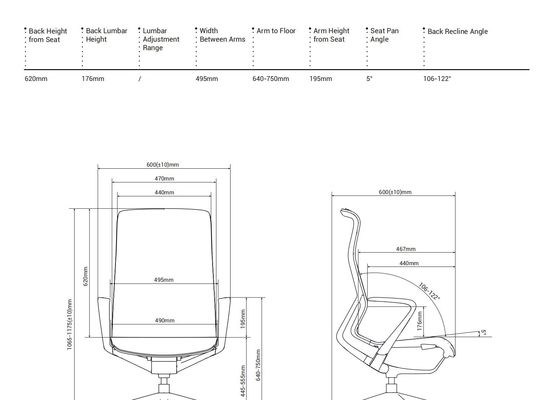 H5 Ergonomic Office Chair with Adjustable Height and Lumbar Support for Comfortable Task Chairs